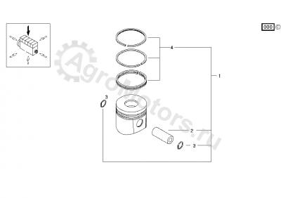 04501353 Поршень в сборе (поршневые кольца, палец, стопор) Вид 2 04501353 Поршень в сборе (поршневые кольца, палец, стопор) Вид 2